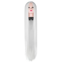 Cosplay Wig Synthetic Heat Resistant 100 Cm/40" Long Straight Costume Halloween Carnival White Women Lady Hair For Party Salon SH190727