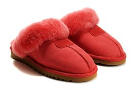 Hot Sale-Hausschuhe Mode Pelzschuhe Männer Frauen Mädchen Flip Flop Kastanie Schwarz Beste Qualität Kaffee Stiefel