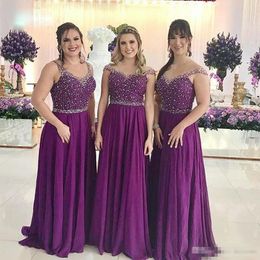 Sparkle Purple Long Bridesmaids Dresses 2019 Illusion Back Cap Sleeve A-line Wedding Guest Dress Floor Length Maid of Honor Dresses 62