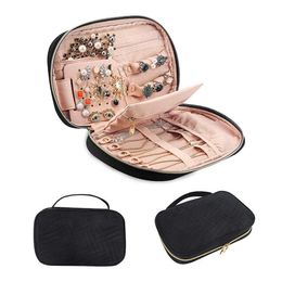 LJL-Jewelry Travel Organizer, Traveling Jewelry Bag Case For Earring Necklace Rings Watch Bracelets, Make Up Bags 2-In-1 Cosm