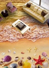 Custom 3D Flooring Wallpaper beach Wallpapers For Living Room self adhesive wallpaper 3d floor tiles