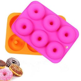 6-Cavity Silicone Donut Baking Pan Non-Stick Mold kitchen cake shop bakeware Tools Baking Nonstick and Heat Resistant Reusable LX1547