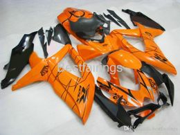 Hot sale OEM fairing kit for SUZUKI GSXR600 GSXR750 2008 2009 2010 black orange fairings GSXR 600 750 08 09 10 Injection molding HD25