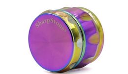 Hot Sale Diameter 63 MM 4 Layers Zinc Alloy Sharpstone Concave Herb Grinder Drum Shape rainbow Spice Crusher