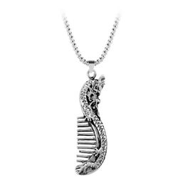 Vintage Dragon Pendant Necklace Dragon Comb Pendant Necklace for Women Men's XMAS Gifts Pun Jewelry Mini Men Jewelry