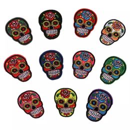 Rose Skull Patches Clothes Embroidered Patches Clothing Fabric Badges Sewing Patches Creative DIY