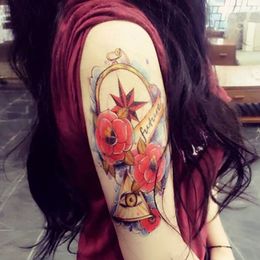 12x19 Petite Moitié Bras Bras Fleur Bras Autocollants Mort Carpe Personnalité Noire Tatouage Tatouage Hommes Et Femmes