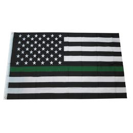 3x5 150x90cm Custom Thin Green Line Flags Banner High Quality with Brass Grommets , Screen Printing ,Free Shipping