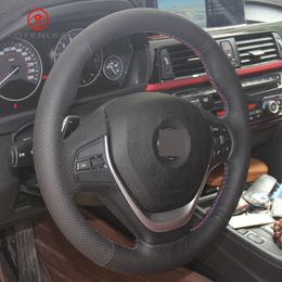 Black Artificial Leather Car Steering Wheel Cover for BMW 3 Series F30 F31 F34 318i 320i 320d 328i 330i 330e 330d 335i