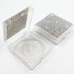 -New atacado quadrado Caixa de chicote Alse Packaging Box Fake 3D Mink Lashes Caixas Faux Cils Strip Diamond Case magnética vazia