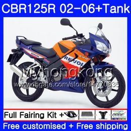 Body +Tank For HONDA CBR-125R CBR125R 2002 2003 2004 2005 2006 272HM.32 CBR 125CC 125 R 125R CBR125RR Repsol blue 02 03 04 05 06 Fairings