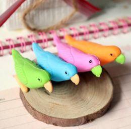 Parrot Pencil Eraser School Rubber Bird Erasers for Drawing Kids Gift Korean Student School Correction Supplies