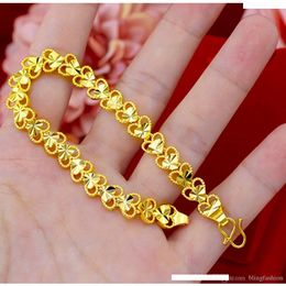 Femmes 18K or jaune rempli bracelet Curb Chaîne Link Fashion Bangle Bijoux Nouveau