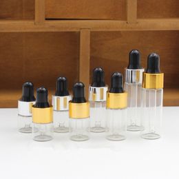 1ml 2ml 3ml 5ml Portable Amber Aromatherapy Esstenial Oil Bottle with Glass Eye Dropper Mini Empty Dropper Bottle F3410