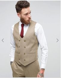 Groom Tuxedos Groomsmen Peak Lapel Handsome Light Brown Men Suits Wedding Prom Dinner Man Blazer Jacket Pants Vest Tie M1300K