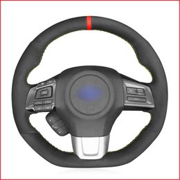 Black Suede Hand Sewing Soft Wrap Car Steering Wheel Cover for Subaru WRX (STI) 2015-2019 Levorg