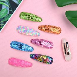 INS baby Girls Mermaid Sequins Glitter BB Hairclip rainbow Simple Snap Hairpin barrette kids Cute Hair Pin bangle hair accessories E4704