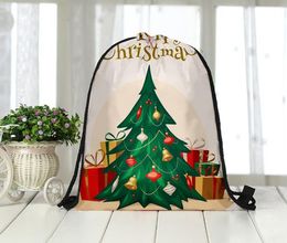 Christmas Drawstring Bags Backpack 3D Print Wrapping Gift Bag Santa Goody Treat Bags Sports Pouch Party Favors Xmas Decor Customize logo