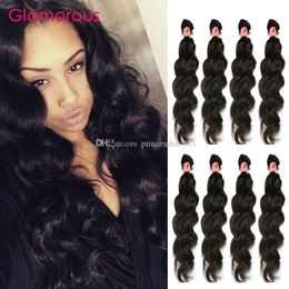 Glamour Malesian Human Human Capelli Weaves Queen Hair Products Peruviano Indiano Brasiliano Euroasian Euroasian Wave Natural Wave Virgin Hair Extensions 4pcs