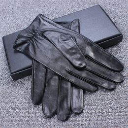 Fashion- Gloves Men's Touchscreen Sheepskin Gloves Winter Driving Plus Velvet Warm Men's Leather NS40-5