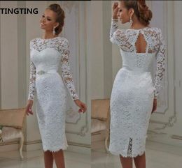 Vestido de Noiva white lace sheath wedding dress short knee length petite girls informal wedding gowns selling bride dresses 328u