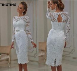 Vestido de Noiva abito da sposa tubino in pizzo bianco corto al ginocchio petite ragazze abiti da sposa informali che vendono abiti da sposa 328u