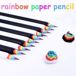 kawaii pencil lot rainbow pencil for kids environmental paper school pencils writing graphite pencil Coloured wholesale