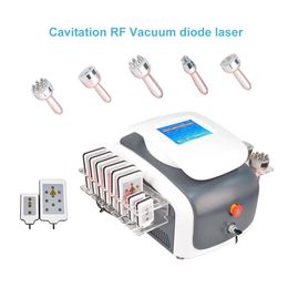 6 in 1 cavitation RF Vacuum body slimming 6 big lipo laser pads 2 small lipo laser pads weight loss fat removal equipment