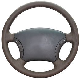 Dark Brown Natural Leather Car Steering Wheel Cover for Toyota Land Cruiser Prado 120 Land Cruiser 2003-2007 Tacoma 2005-2011