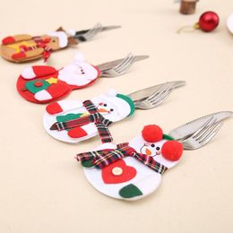 Christmas knife fork bags Tableware bag decorations small snowman elk and Santa creative home tablewares sets LXL576