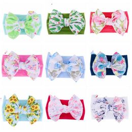 Printed Bowknot Hair Band Bows Baby Headbands Girls Bohemian Floral Hairbands Soft Flowers Headwear Boutique Party Hair Accessories AZYQ6324