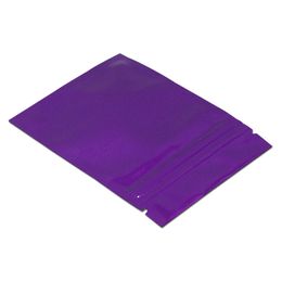 100pcs 8.5*13cm purple zip lock zipper candy packaging bags reusable aluminum foil package gift storage pouch plastic moisture proof snacks bag