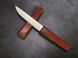 High Quality Small katana Survival Straight Knife VG10 Drop Point Satin Blade Rosewood Handle Fixed Blade Knives With Wood Sheath