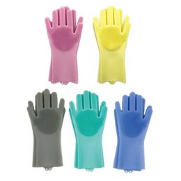 Rubber gloves cleaning tools silicone pet hair scrubber household room kitchen washing multi function all in one long arm