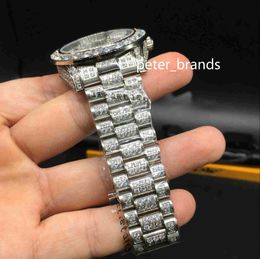 New big diamond watch automatic mechanical men's watches full diamond watches stainless steel silver case high quality 40MM m272q