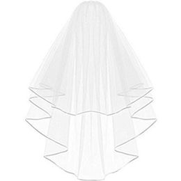 Wedding Veil Two Layers tulle Ribbon Edge Bridal Veils Short White Ivory Veil for Wedding Accessories Festive Party Supplies