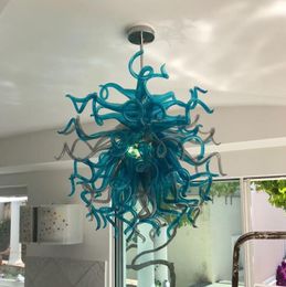 Lamp Artistic Turquoise Blue Decoration Chandeliers LED Light Source Hand Blown Glass Chandelier Lamps for Living Room