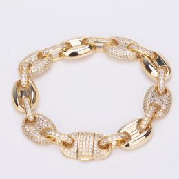 High End Quality 10mm 7inch Gold Silver Colour Iced Out CZ Bracelet Mens Punk Jewellery Gifts
