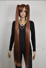 WIG shipping Vocaloid Miku Long Brown Anime Costume Cosplay Party Hari wig + two pigtails