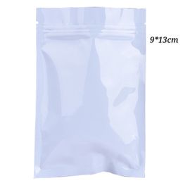 White Mylar Zipper Sealing Packaging Bags Food Grade Aluminum Foil Zip Lock Pack Pouches Craft Sample Package Bag 100pcs 9*13cm (3.54*5.11inch)