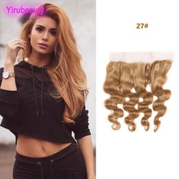 Indian Virgin Hair 13X4 Lace Frontal With Baby Hair Products 27# Free Part Wholesale Body Wave Honey Blonde 12-24inch