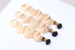 Ombre 613 Blonde hair bundles Peruvian Body Wave Weft Weaves Virgin human hair extension