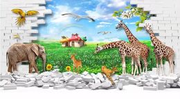 beautiful scenery wallpapers Children's room animal world dream world HD TV background wall