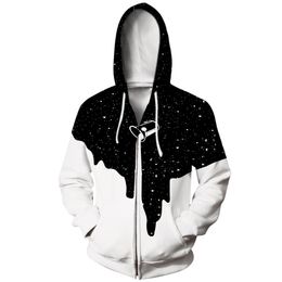 Space Galaxy Milk Dripping 3D Print Women Men Hoodie zipper