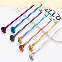 The latest 265MM size stainless steel metal flower-shaped straw spoon, beverage stirring, many Colour options, support custom logo