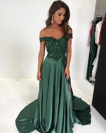 2019 Simple Fashion Evening Dresses v neck High Side Split A-line A-line Long Evening Gowns Appliques Lace Formal Dress Robe De Soiree