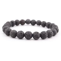 Fashion 8mm Natural Black Lava Stone Beads Bracelet DIY volcano Rock Essential Oil Diffuser Bracelet for women men Jewellery