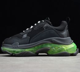 Paris Casual Shoes Triple S Clear Sole Trainers Dad Shoe Sneaker Black Green Oversized Hombres Mujeres Colorido Mejor calidad Runner Chaussures