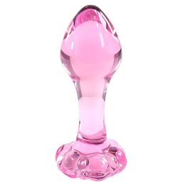 Anus sexy toy pink glass small anal plug adult sex toys for woman men glass dildo butt plugs dilator g spot stimulator buttplug Y18110802