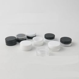 1ML 1G 1 Gramme Cosmetic Sample Empty Jar Plastic Round Pot Black Screw Cap Lid Small Tiny 1g Bottle for Make Up Eye Shadow Nails Powder Paint